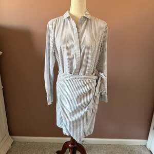 Gap Striped Dobby Wrap-Skirt Shirtdress